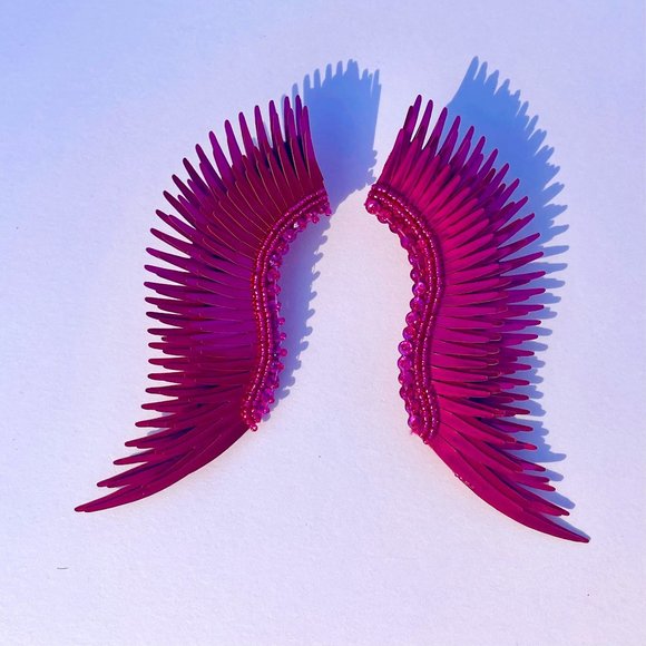 Mignonne Gavigan NY Madeline Large Wing Earrings Hot Pink NWT - Picture 5 of 8